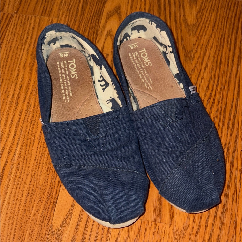TOMS Dark Blue Canvas Slip-Ons Alpargata